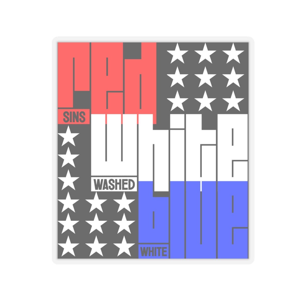 Red, White, Blue (sins, washed, white) - Kiss-Cut Sticker