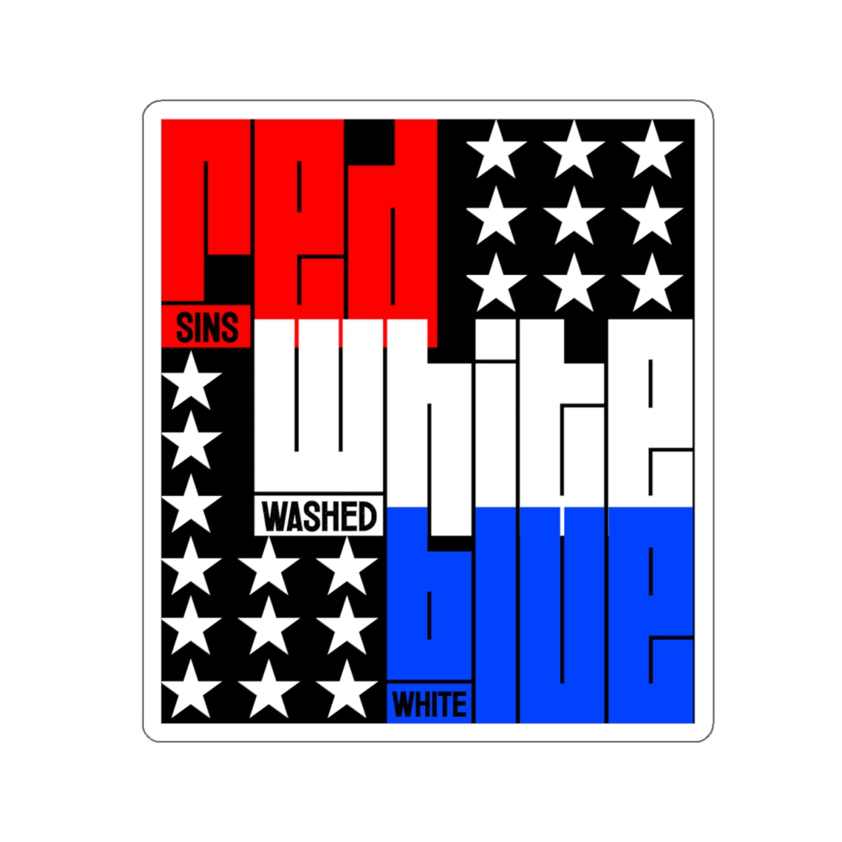 Red, White, Blue (sins, washed, white) - Kiss-Cut Sticker