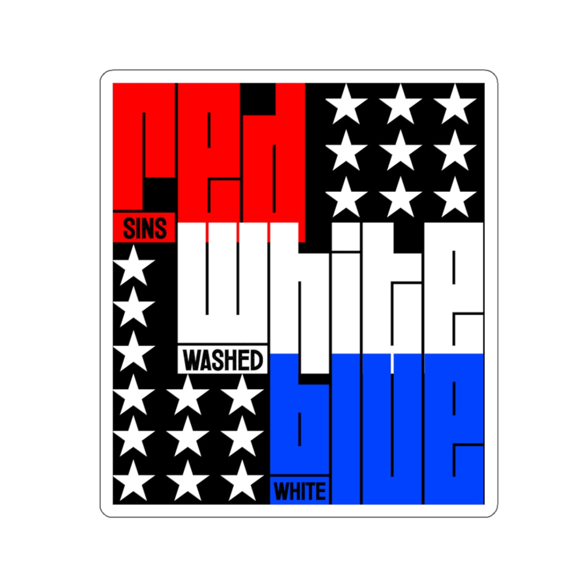 Red, White, Blue (sins, washed, white) - Kiss-Cut Sticker